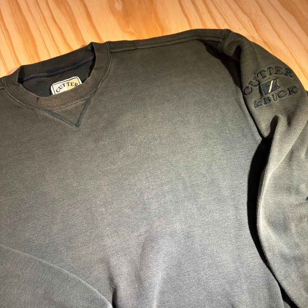 Cutter & Buck Vintage 90s Green Cotton Boxy Crewneck Sweatshirt XL